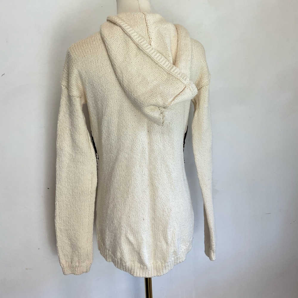 Kismet‎ Cardigan Sweater Cream Grey Hooded Knit Long Zip Aztec Southwest Size XS - Picture 2 of 7